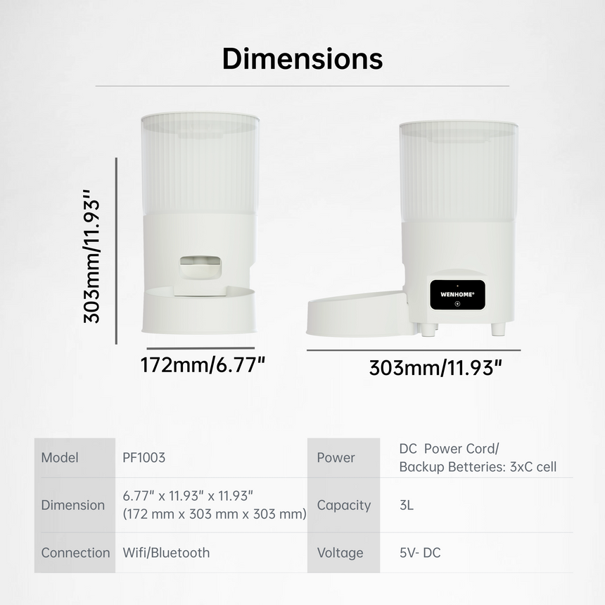 Wenhome Automatic Pet Feeder 3L